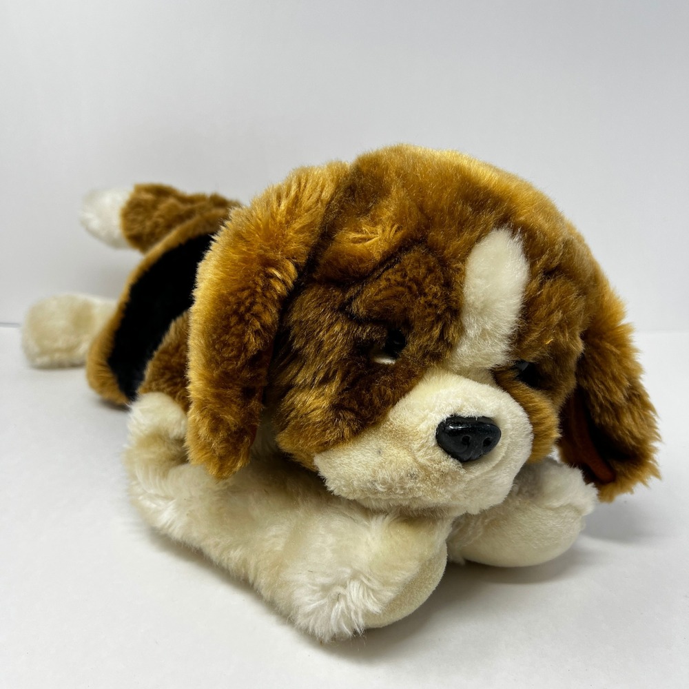 SKM Saint Bernard Plush 15 Inch Brown White Vtg 90s Floppy Stuffed Animal Dog